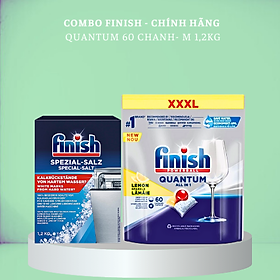 Combo 60 viên rửa bát finish quantum max + muối rửa bát somat 1.2kg
