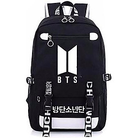 Balo BTS dây in chữ trắng cặp sách nam nữ đựng laptop hộp bút bóp vở viết phong cách Hàn Quốc tiện lợi đi học đi chơi tặng ảnh thiết kế vcone