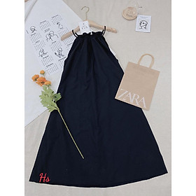 Váy Đầm Yếm Nữ 3 Lỗ Khoét Lưng Hai Màu Siêu Xinh