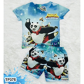 Đồ Bộ Thun Lạnh Có Tay IN 3D cho bé trai hình Kung Fu Panda