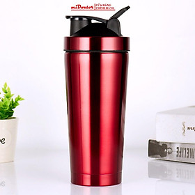Bình Lắc Inox Tập Gym Shaker Cao Cấp Chính Hãng miDoctor 800ml – Chọn Màu Tặng Kèm Bóng Lò Xo Đánh Bột