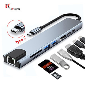 Mua  Chỉ Win10  Bộ chuyển đổi 8 trong 1 eXtreme HL6101 HUB Type C sang HDMI Type-C sang USB 3.0 Ethernet Đầu đọc thẻ Micro SD Truyền dữ liệu - Hàng chính hãng