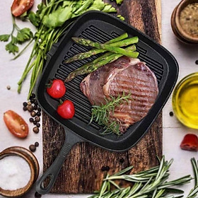 Mua Chảo Gang Nướng Thịt BBQ Bò Bít Tết Beefsteak Kiểu Hàn Quốc Không Tráng Phủ Chống Dính Dùng Được Bếp Từ