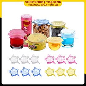 Mua Bộ nắp silicon trắng đa năng nhiều size bảo quản thức ăn chống đổ ( 6 cái)