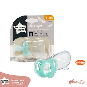 Ty ngậm silicon siêu nhẹ cho bé Tommee Tippee Ultra Light 6-18 tháng (vỉ đơn) - Xanh ngọc  