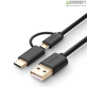 Cáp USB A sang Micro USB + TypeC màu Đen UGREEN 30172 US142 - hàng chính hãng