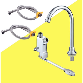 Mua Bộ Vòi Nước Đạp Chân Dạng Bàn Đạp - Gắn Tường - Đầy Đủ Phụ Kiện Lắp Đặt