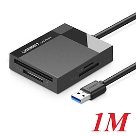 Ugreen UG30231CR125TK 1M màu Đen Đầu đọc thẻ USB 3.0 sang SD + TF + CF + MS cao cấp - HÀNG CHÍNH HÃNG