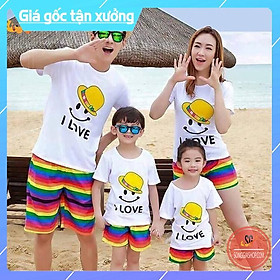 Đồ gia đình đi biển nguyên set áo và quần nổi bật cho nam nữ trẻ em hội nhóm DDB11T DONGPHUCSG