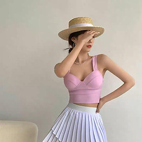 M202. Áo 2 dây croptop cotton nữ cá tính sẵn đệm bàn tay nâng ngực