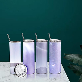 Reusable Skinny Tumblers with Straws Sublimation Blank for for Heat Transfer