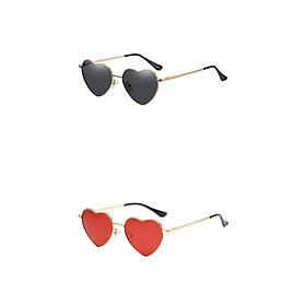 2Pcs Women Heart Sunglasses Eyewear Fashion for Summer Outdoor Party