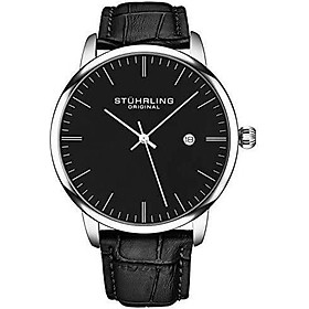Stuhrling Original Mens Watch Calfskin Leather Strap - Dress + Casual Design - Analog Watch Dial with Date, 3997Z Watches for Men Collection
