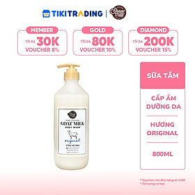 Sữa tắm cao cấp Hàn Quốc Aekyung Showermate Goatmilk Original (Dưỡng ẩm, trắng da - Hương phấn) 800ml