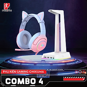 Mua Combo Onikuma Gaming 4 (Tai Nghe K9 Pink Blue + Giá Đỡ ST-2 White) - Hàng Chính Hãng