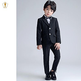 set Bộ vest TRAZ trẻ em bé trai con nít trắng đen 10-45kg(áo vest, quần, gile, nơ)(bé mập tròn tăng 2 size)