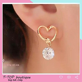 Bông tai nữ hình trái tim, khuyên tai đẹp kiểu dáng thời trang