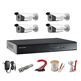 Mua Trọn Bộ 4 Camera 2.0MP Hikvision Hồng Ngoại 40 Mét  4 Mắt Camera  - Hàng chính hãng