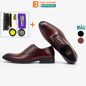 Giày da nam, giày oxford công sở Bụi Leather G104 - Da bò Nappa cao cấp - Bảo hành 12 tháng  - Nâu  Bộ Vệ Sinh - 41