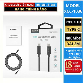 Mua Cáp sạc Choetech XCC-10 nhanh Type C to Type C công suất cao 240w (Hàng chính hãng)
