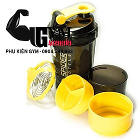 Bình lắc 3 ngăn bình nước thể thao Spider Bottle - Màu Tím