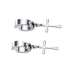 361L Stainless Steel Non-Piercing Clip On Earrings Cross Drop Earring Black