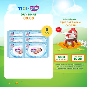 Combo Tiết Kiệm: 6 Gói Khăn Ướt Bobby Care Không Hương 100 Miếng/Gói