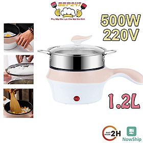 Nồi Lẩu Mini Nồi Hấp 2 Tầng - Ca Nấu Mì 2 Tầng 18Cm, Nồi Lẩu Mini Đa Năng 1.2L