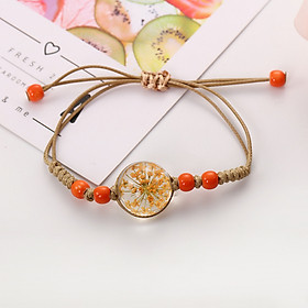 Vòng tay hoa khô, vòng đeo tay Bangle bất diệt, dáng vòng Boho Vintage nhiều màu lựa chọn