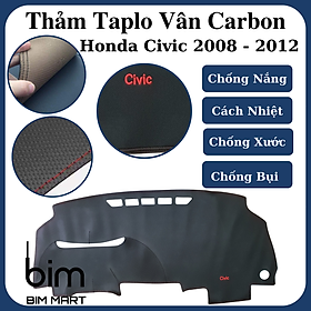 Thảm Da Taplo Dành Cho Xe Honda Civic 2008 - 2012 Vân Carbon Cao Cấp