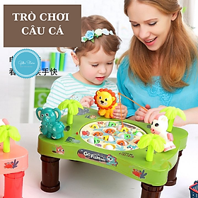 Bộ đồ chơi câu cá có bàn đế câu cá màu xanh, màu hồng 32 chi tiết
