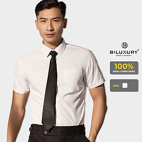 Áo Sơ Mi Nam Ngắn Tay Trắng  Hàng Chính Hãng BILUXURY Chất Liệu Cao Cấp Thoáng Mát,Mềm Mịn Thấm Hút Mồ Hôi Tốt 4SMCB008TRK