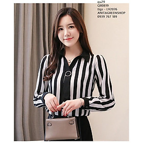 Q80819 ÁO SƠ MI SỌC KẺ DÀI TAY