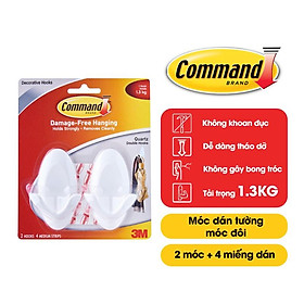 Mua Móc đôi dán tường Command 3M vỉ 2 cái chịu lực 1.3kg - Dễ sử dụng  độ bền cao  bám cực chắc  tháo cực dễ 17087