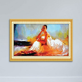 Mua Tranh Sơn Dầu Cô Gái Đẹp Canvas Có Viền W1144 (Size