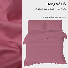 Bộ Chăn Ga Gối 5 Món Cotton Satin Size 1m8 x 2m Trơn Nhiều Màu À Ơi Concept cao cấp Hàn Quốc