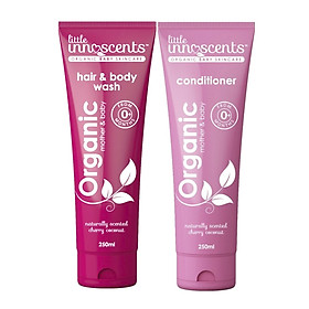 Bộ 2 tuýp Little Innoscents Organic Cherry Coconut Hair & Body Wash And Conditioner ( Sữa tắm gội & Dầu xả chiết xuất Cherry)