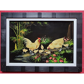 Mua Tranh sơn mài vẽ tay- Đàn Gà (Gia đình hạnh phúc)