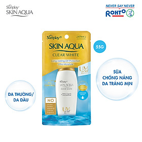 Kem chống nắng Skin Aqua dưỡng trắng, kiểm dầu, dùng hàng ngày dạng sữa Sunplay Skin Aqua Clear White Eco Việt Nam SPF50, PA++++ 55g