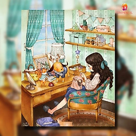 Mua Tranh tô màu theo số tranh sơn dầu số hóa  Đã căng khung  cô gái tóc xù Timpencil CG02  tặng khăn lau cọ mềm mịn siêu thấm 9k
