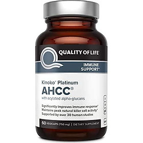 Premium Kinoko Platinum AHCC Supplement – 750mg of AHCC per Capsule – Supports Immune Health, Liver Function, Maintains Natural Killer Cell Activity – 60 Veggie Capsules