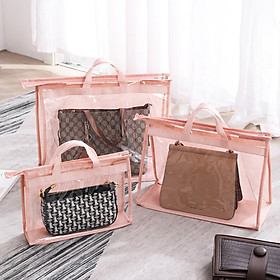 Túi đựng túi xách, ví bảo vệ chống bụi chống ẩm trong suốt - Size S - Màu Hồng