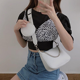 Túi kẹp nách xích bộ đôi có dây đeo chéo kèm 3 dây và ví tròn phối nhiều dáng Túi nữ Lonakeng shop