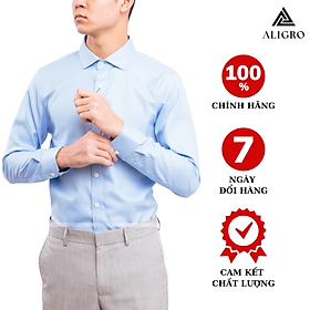 Áo sơ mi nam dài tay ALIGRO cổ bẻ dáng ôm body 100% chất cotton xanh nhạt ALGS197