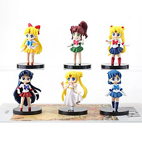 Bộ 6 đồ chơi mô hình Thủy Thủ Mặt Trăng Sailor Moon cao 7 cm (tặng kèm chân đế)