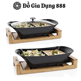 Nồi Lẩu Điện Đa Năng 2 Ngăn Princess, Nồi Lẩu, Công Suất 1600W, 4L, Phủ Gốm Chống Xước, Nhập Đức
