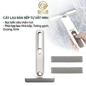 Cây Lau Bàn Bếp Tự Vắt Thông Minh Mini 25cm, Bọt Biển Siêu Thấm Hút Đa Năng, Gập Gọn