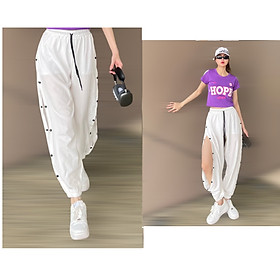 Quần jogger cúc bấm 2 bên tập gym, yoga, aerobic, đồng phục nhóm nhảy