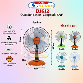 Quạt bàn B4 Senko B1612 - Giao màu ngẫu nhiên - Hàng Chính Hãng