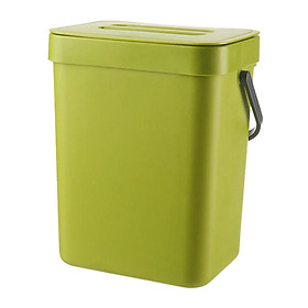 Modern Waste Rubbish Bin Wall Mounted Office Kitchen Trash Can Lid - Green 3L